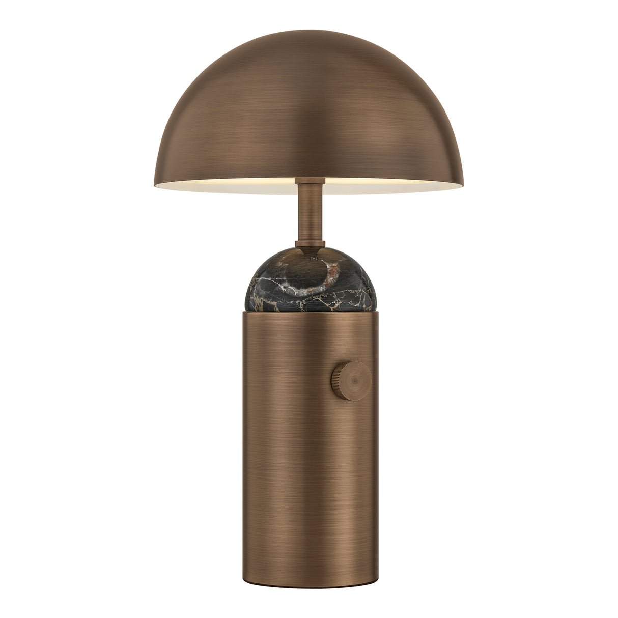 Bronte Rechargeable Table Lamp 14", Heritage Bronze and Marble