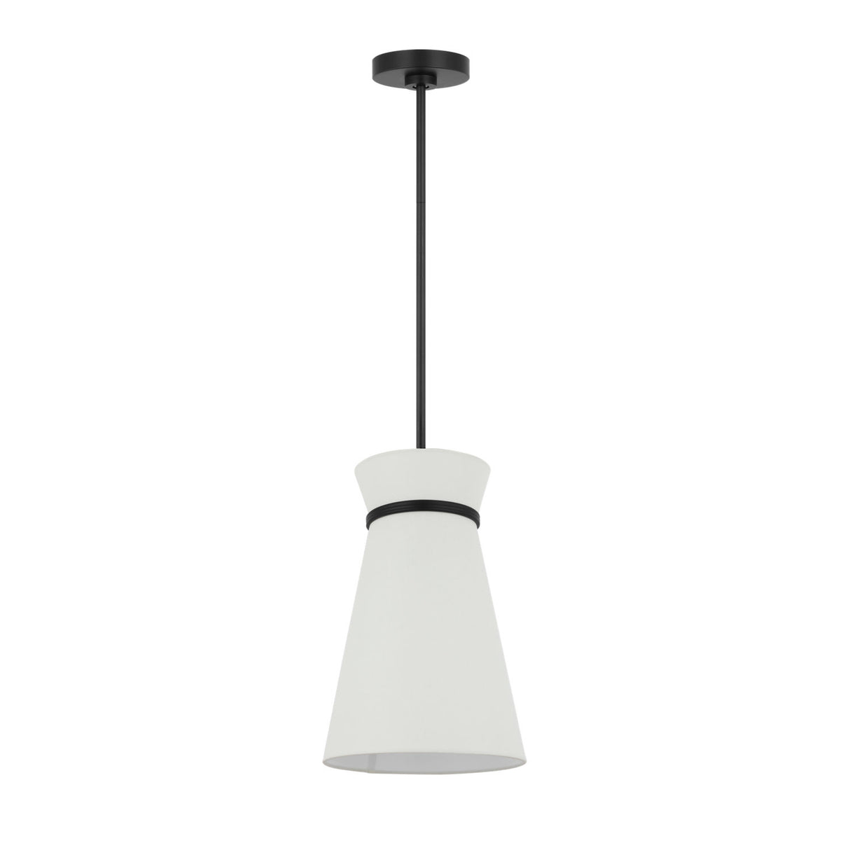 Veronica Pendant 10", Matte Black and White Linen