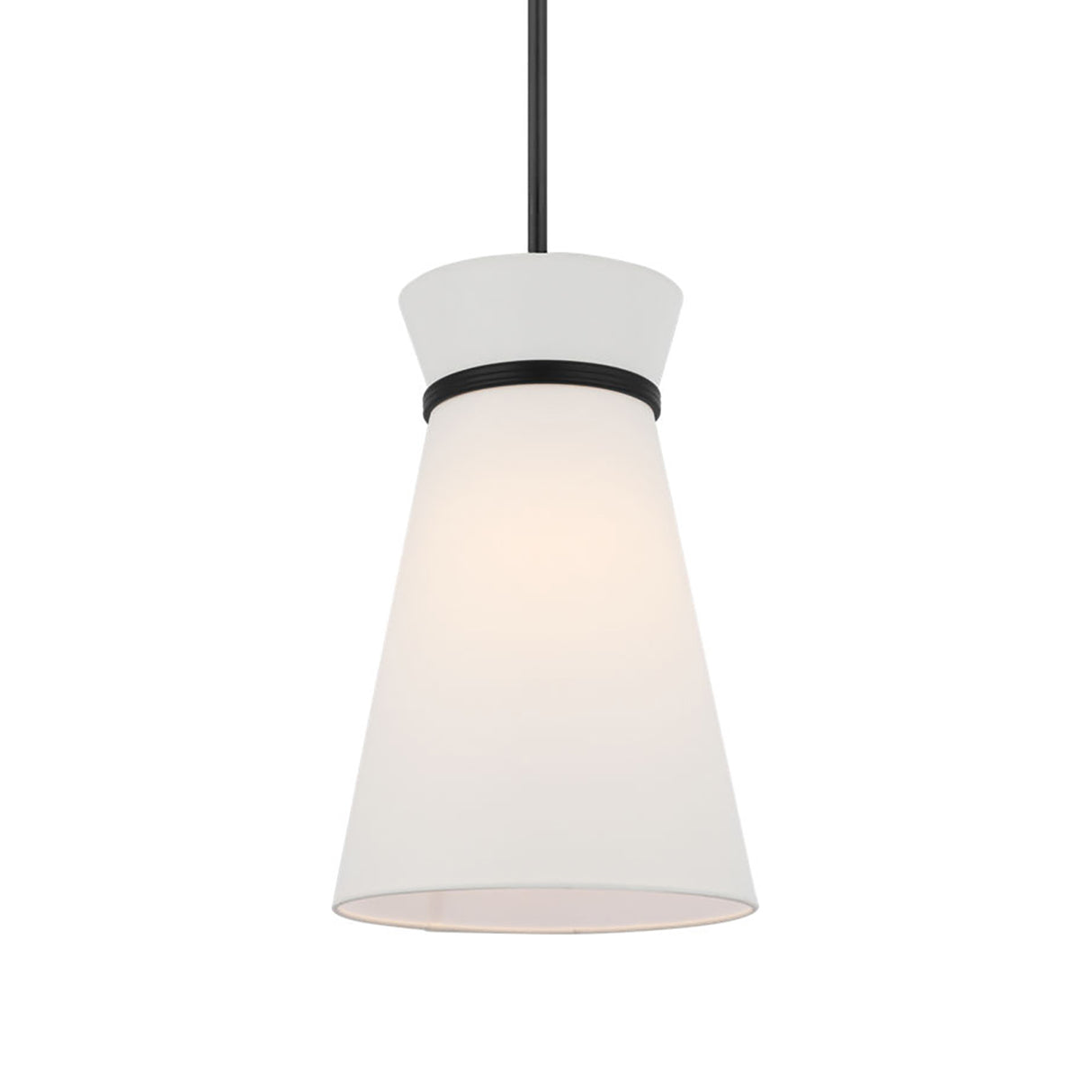 Veronica Pendant 10", Matte Black and White Linen