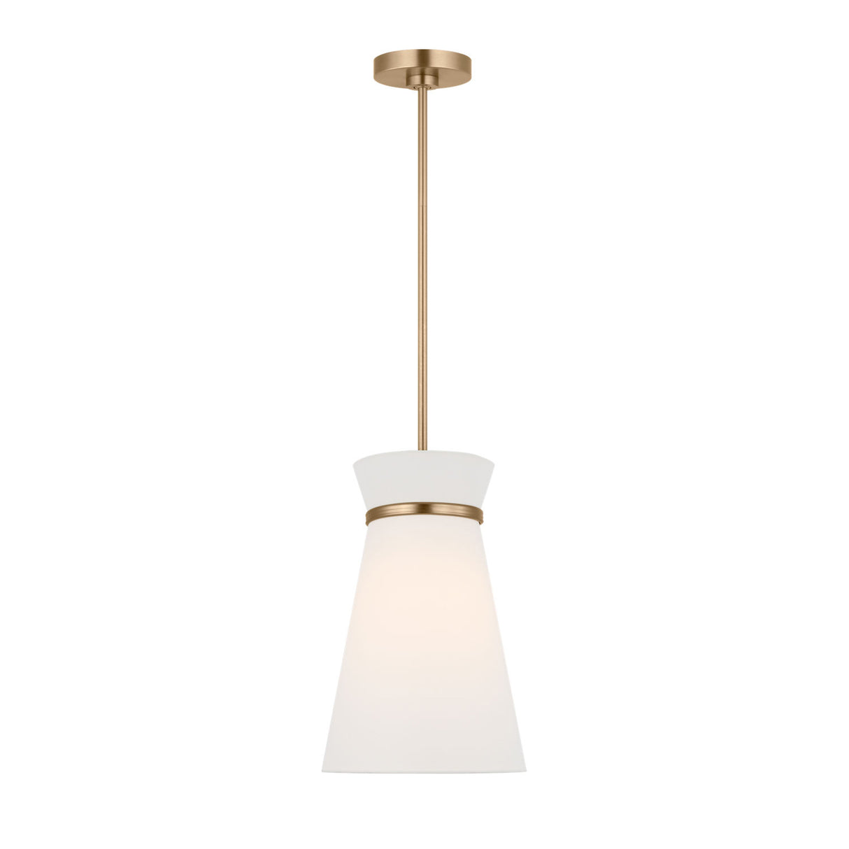 Veronica Pendant 10", Satin Brass and White Linen