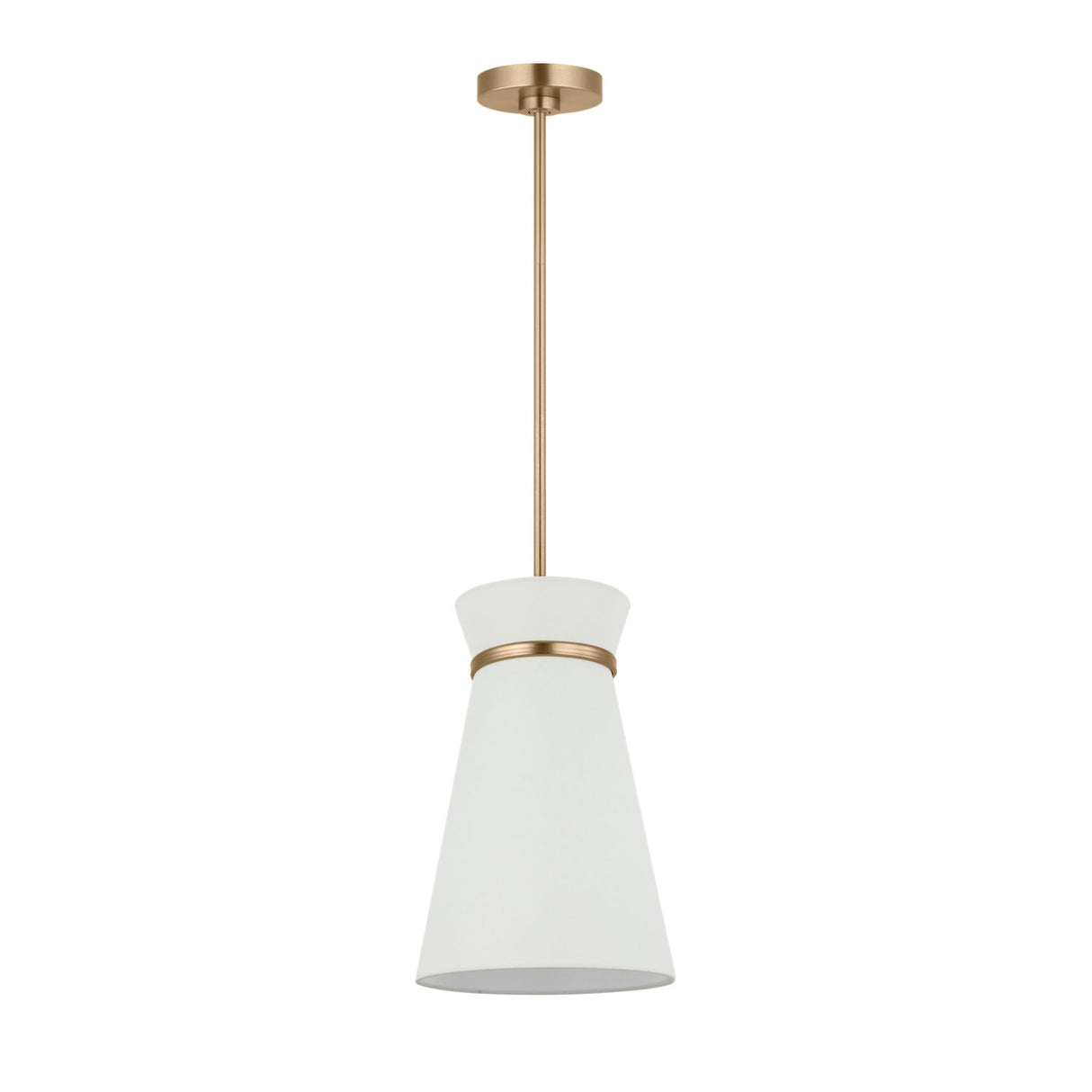 Veronica Pendant 10", Satin Brass and White Linen