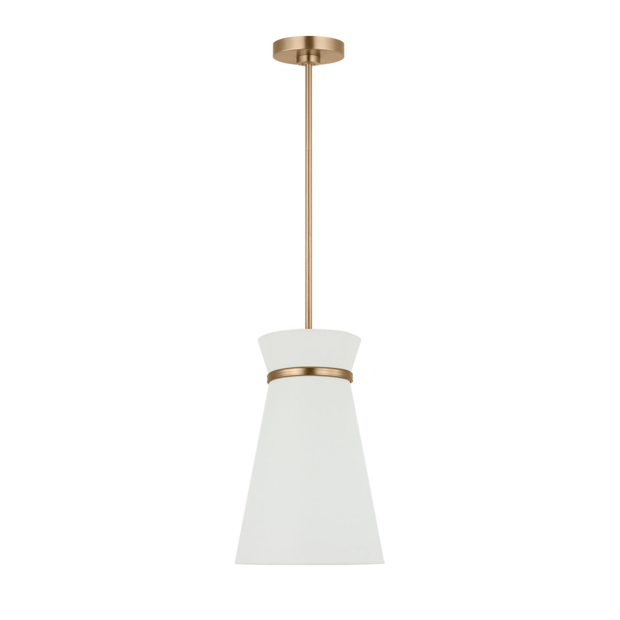 Veronica Pendant 10", Satin Brass and White Linen