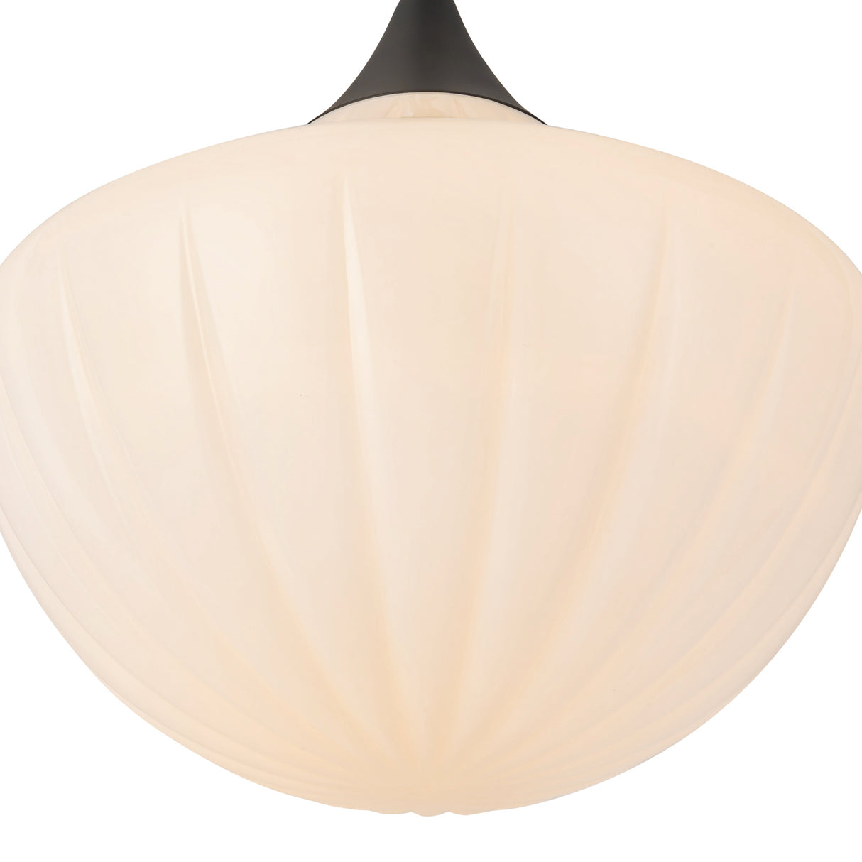 Reva Pendant 12", Matte Black with Vintage Milk Glass