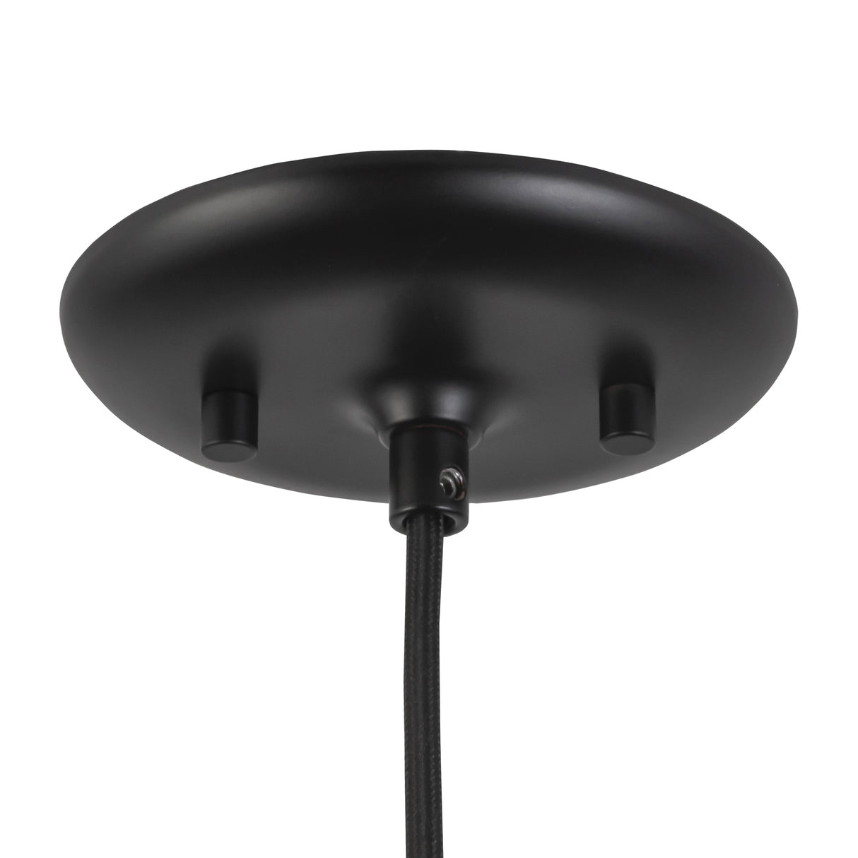 Mabel Metal Pendant 15", Black with Opal Glass