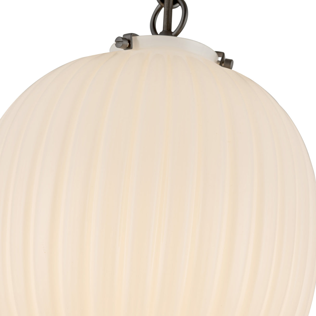 Basile Medium Pendant 12", Matte Black and Ribbed Milk Glass
