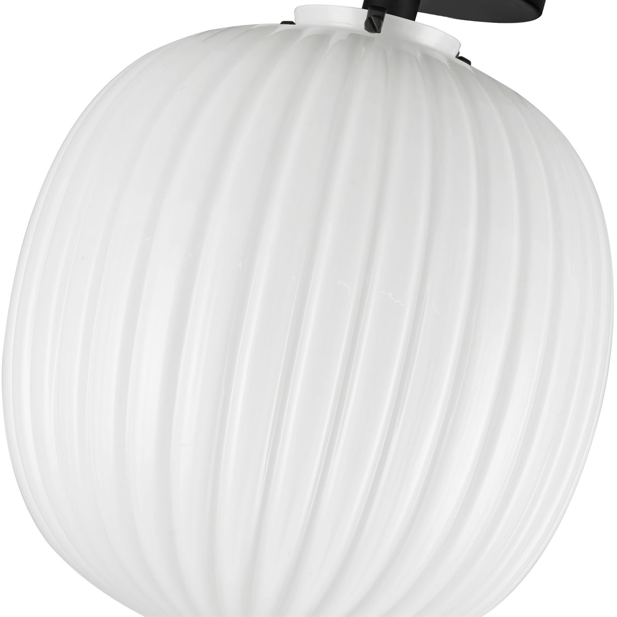 Basile Small Semi-Flush 12", Matte Black and Ribbed Milk Glass