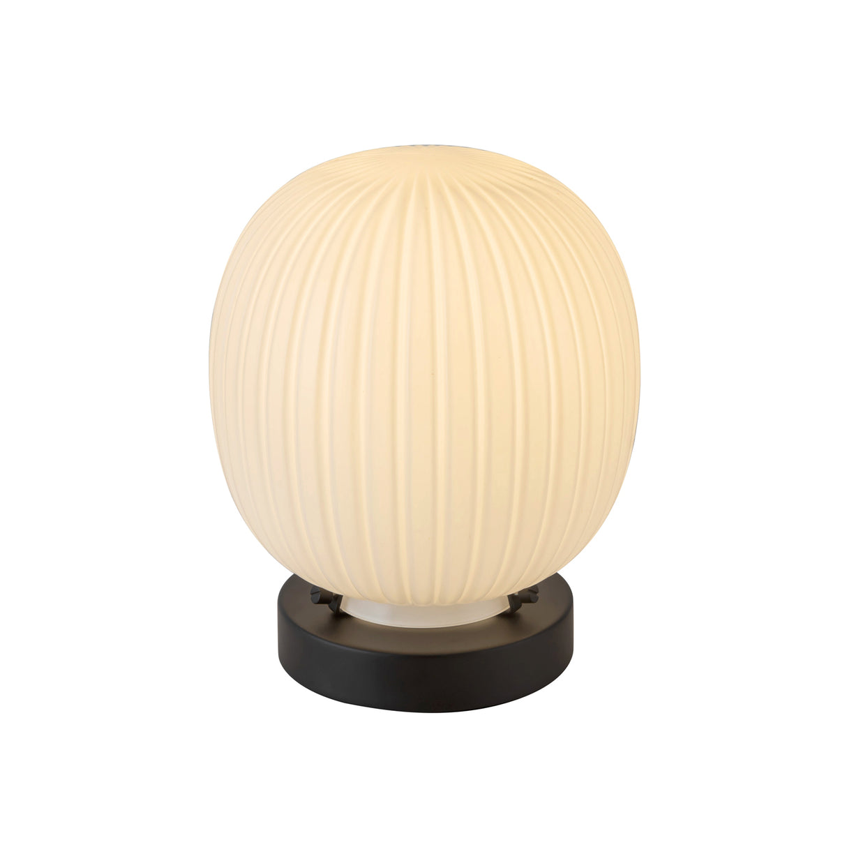 Basile Small Table Lamp 8", Matte Black and Ribbed Milk Glass