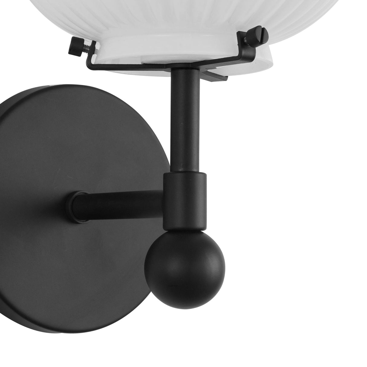 Basile Wall Sconce 12", Matte Black and Ribbed Milk Glass