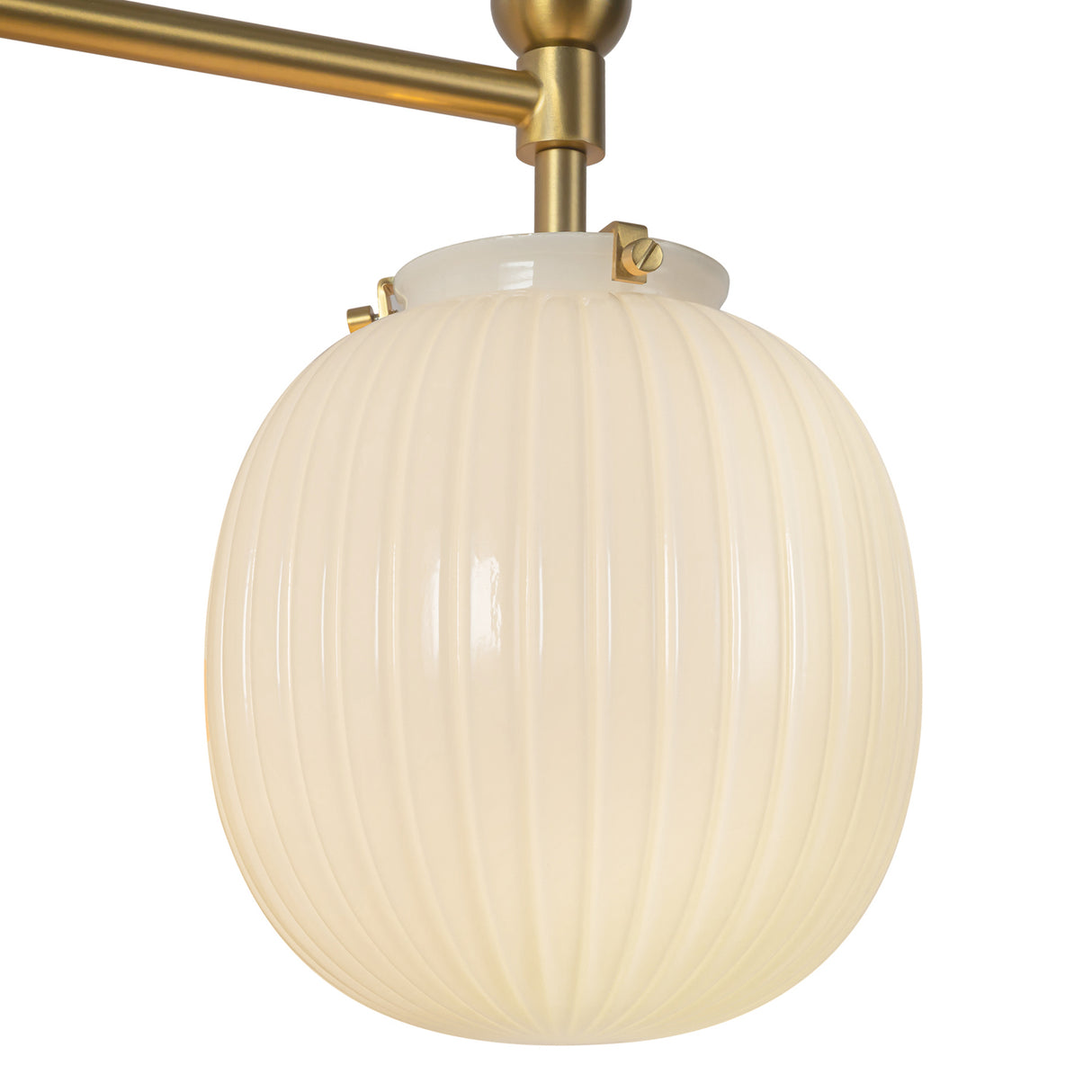 Basile 3 Light Vanity, Brushed Brass and Ribbed Milk Glass