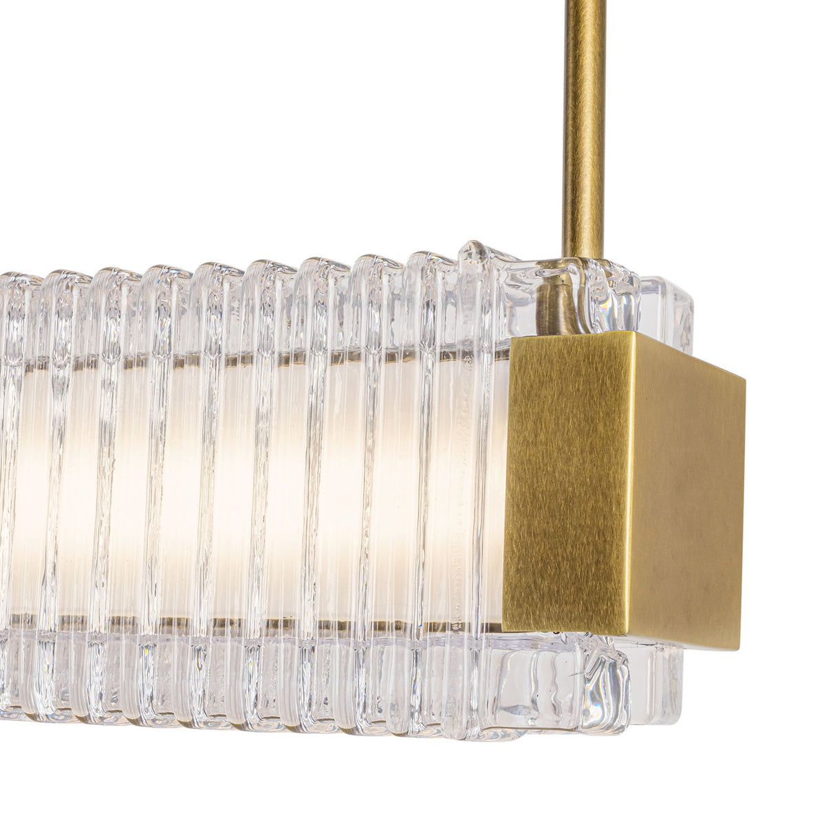 Enders LED Linear Pendant 47", Vintage Brass and Clear Ribbed Glass