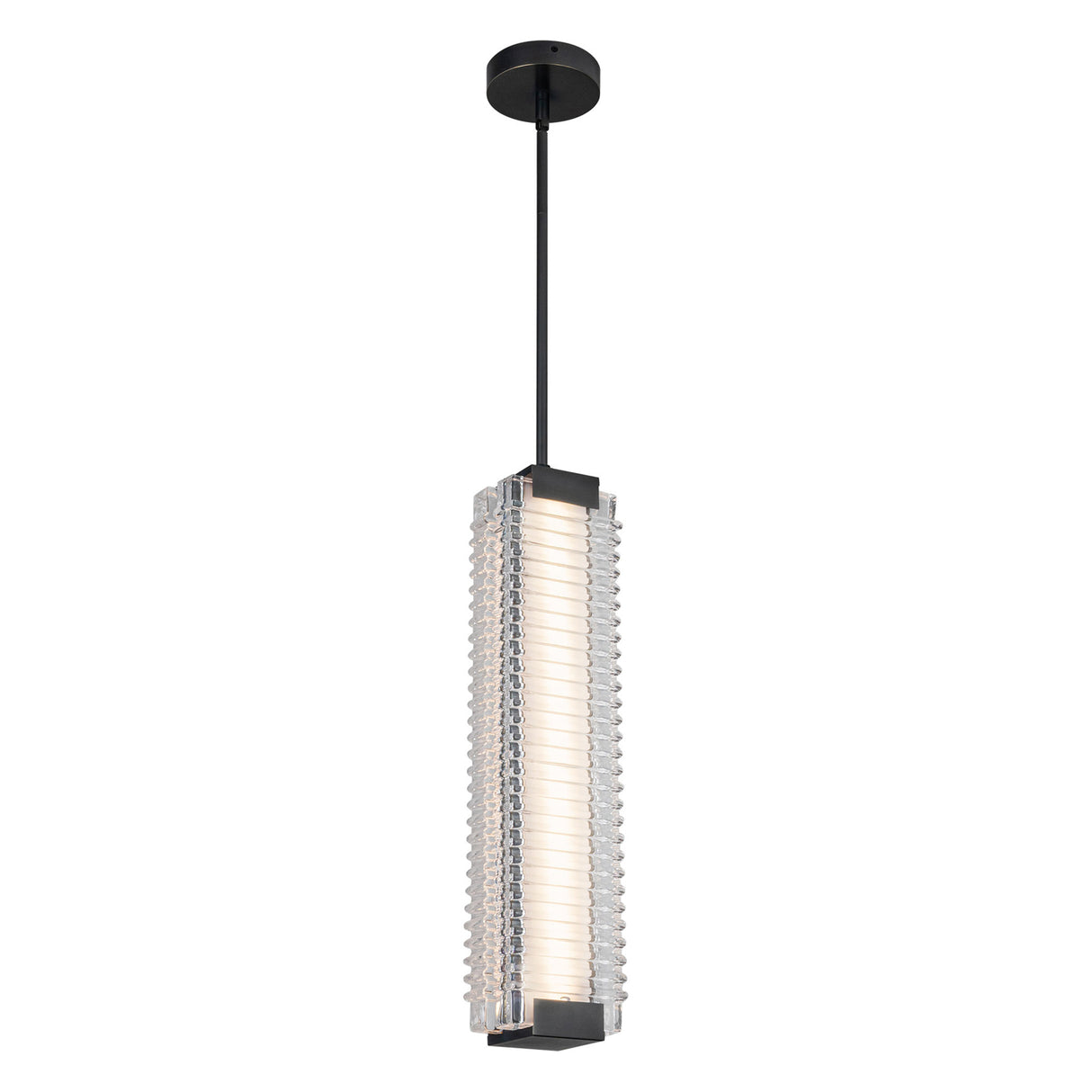 Enders Large LED Pendant 5", Urban Bronze and Clear Ribbed Glass