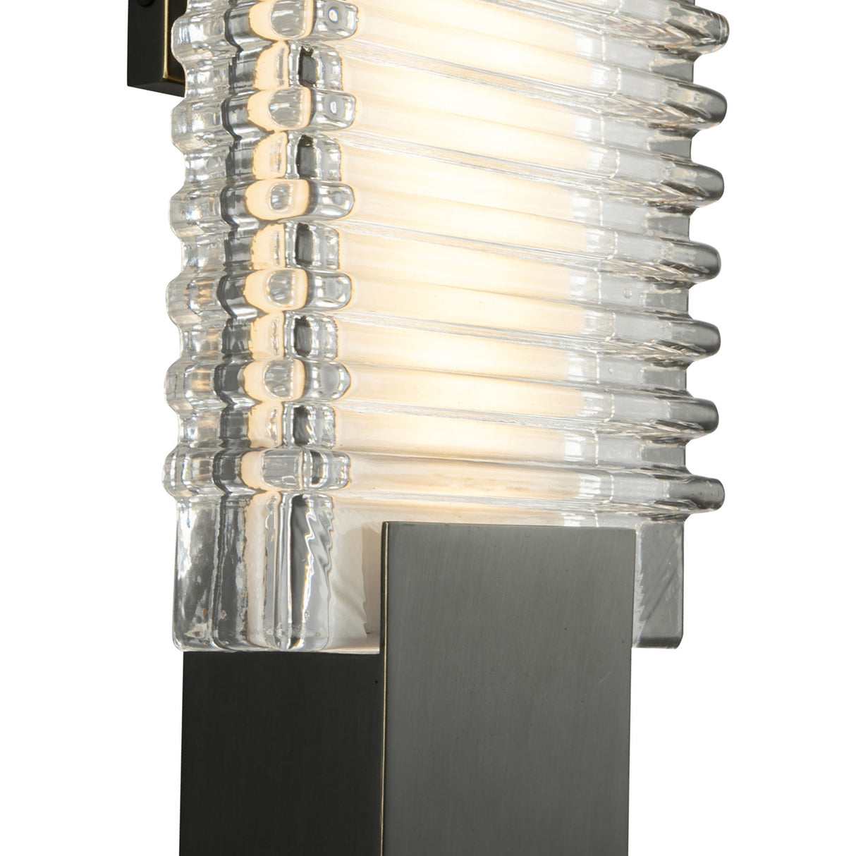 Enders Small LED Wall Sconce 18", Urban Bronze and Clear Ribbed Glass