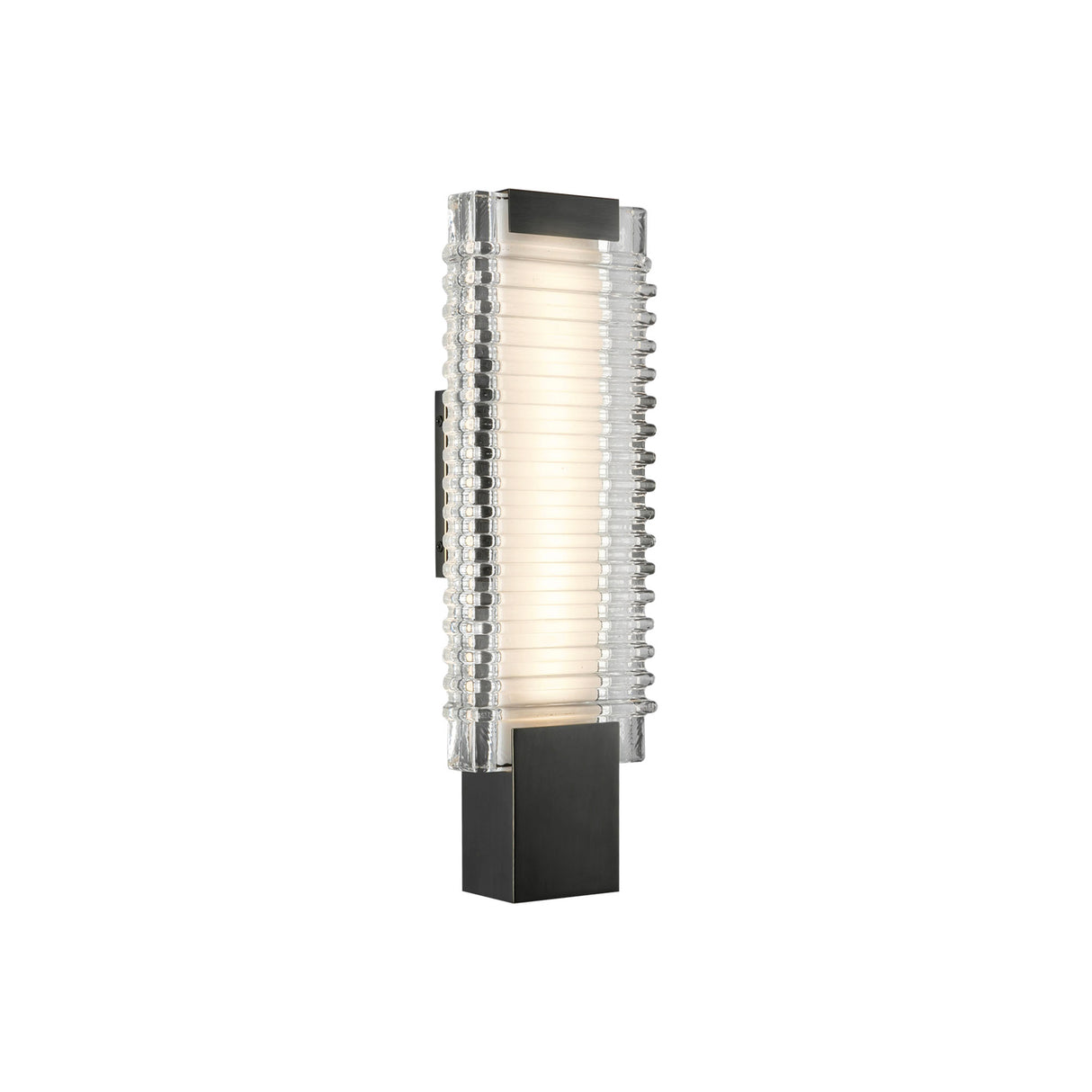 Enders Small LED Wall Sconce 18", Urban Bronze and Clear Ribbed Glass