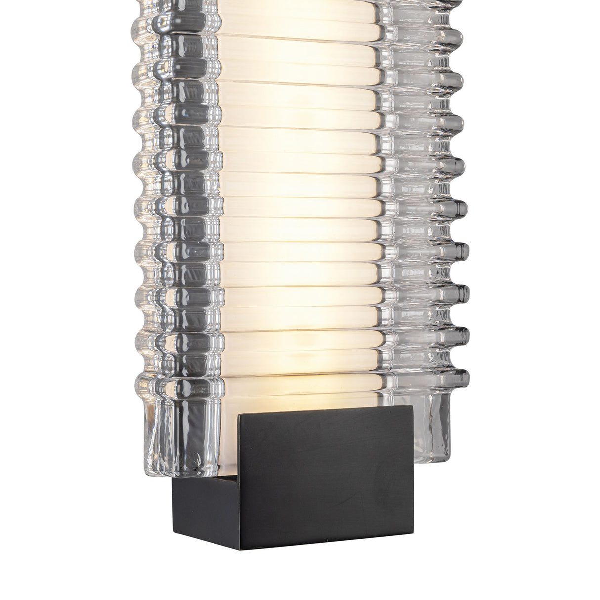Enders Large LED Wall Sconce 25", Urban Bronze and Clear Ribbed Glass