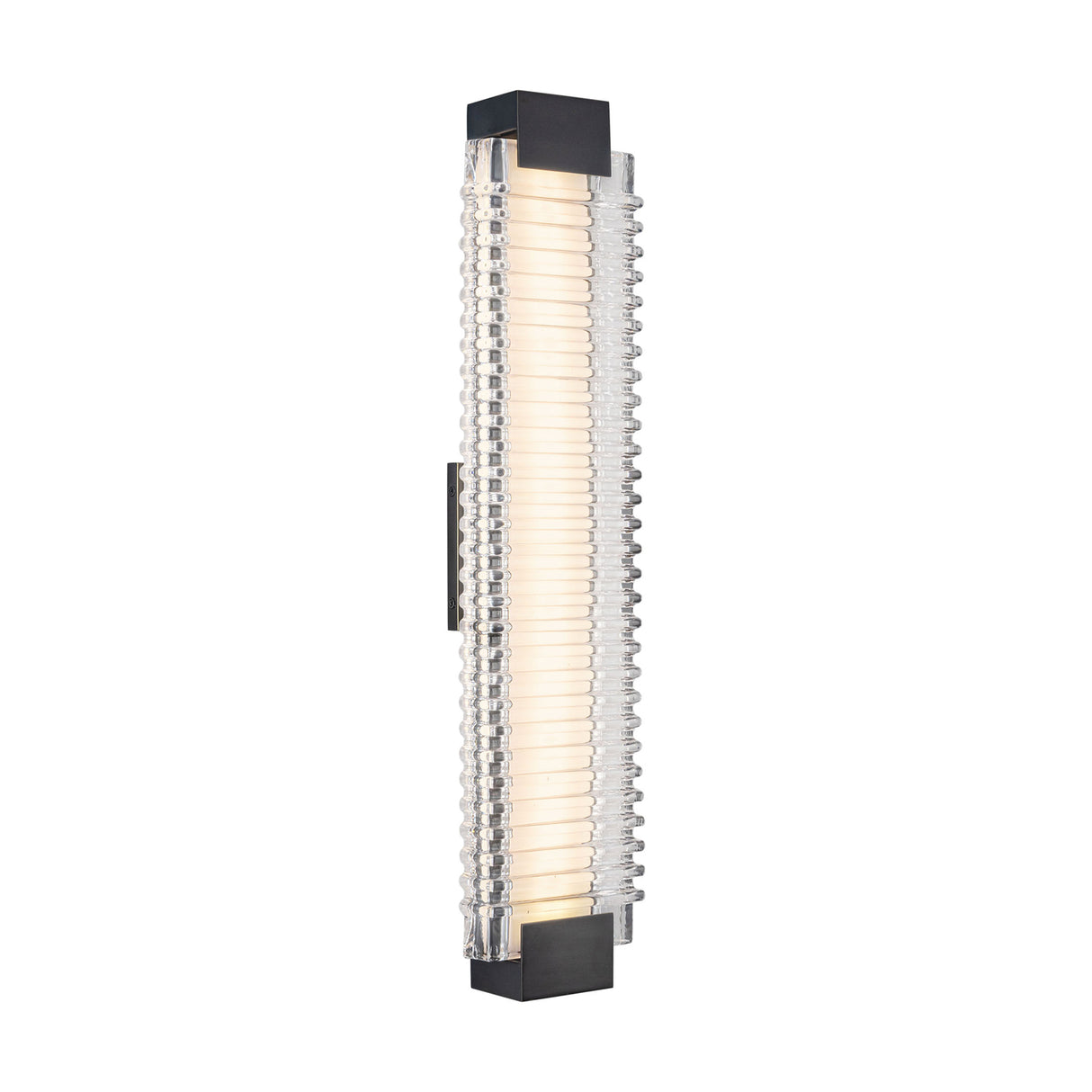 Enders Large LED Wall Sconce 25", Urban Bronze and Clear Ribbed Glass