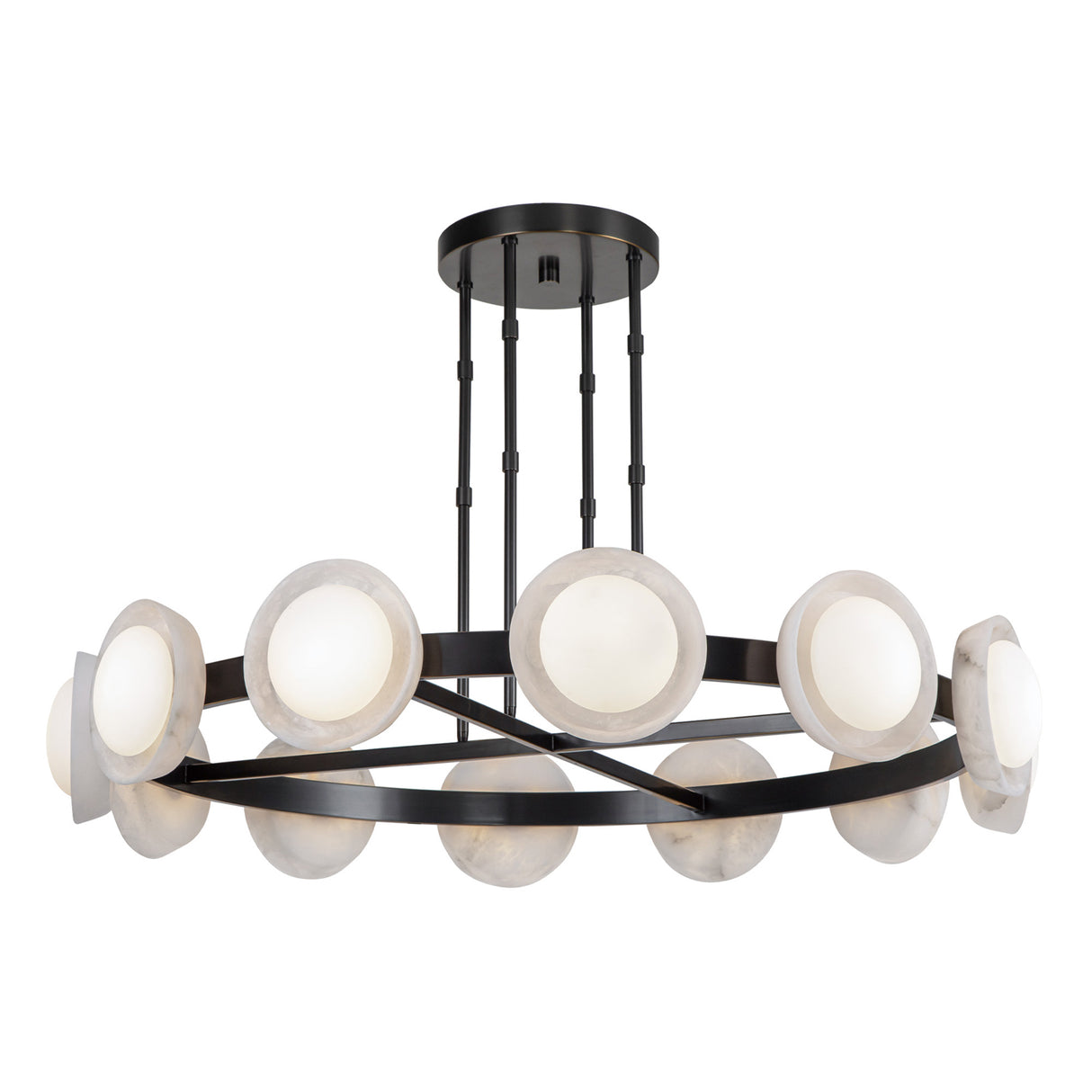 Osmund LED Chandelier 50", Urban Bronze and Alabaster Accents