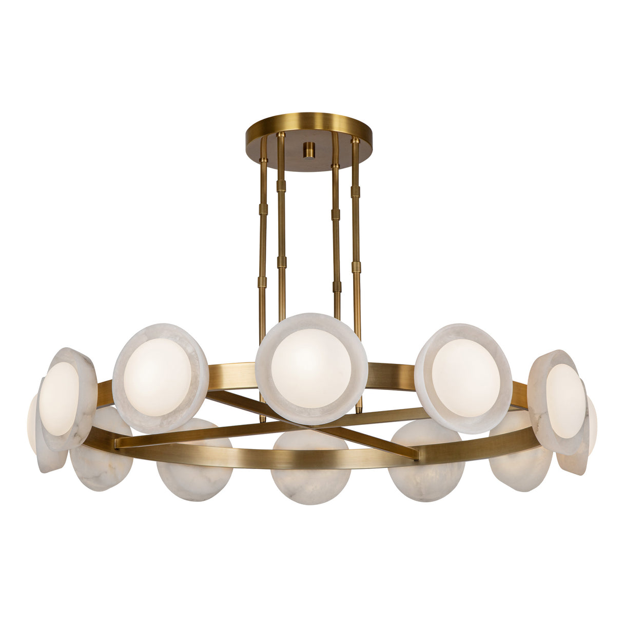 Osmund LED Chandelier 50", Vintage Brass and Alabaster