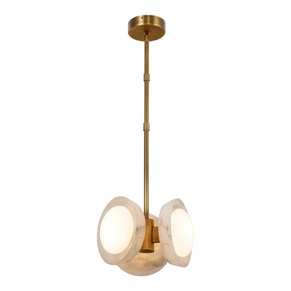 Osmund LED Pendant 13", Vintage Brass and Alabaster