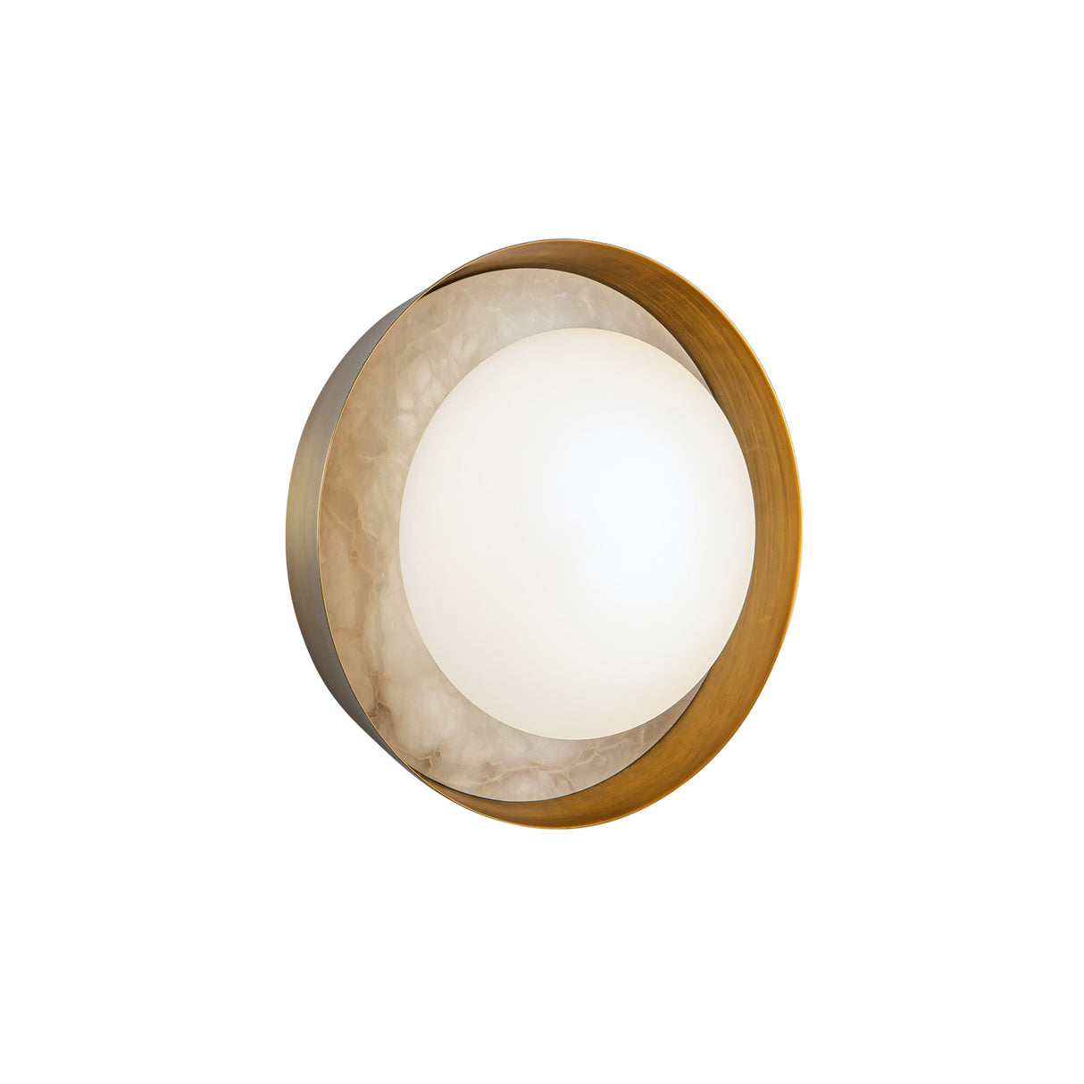 Osmund LED Wall Sconce 8", Vintage Brass with Alabaster Accent