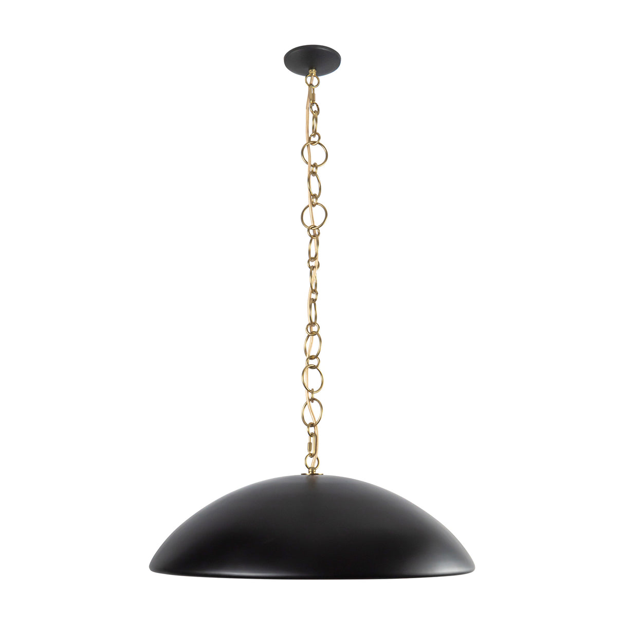 Charlie Pendant 28", Matte Black and Brushed Brass