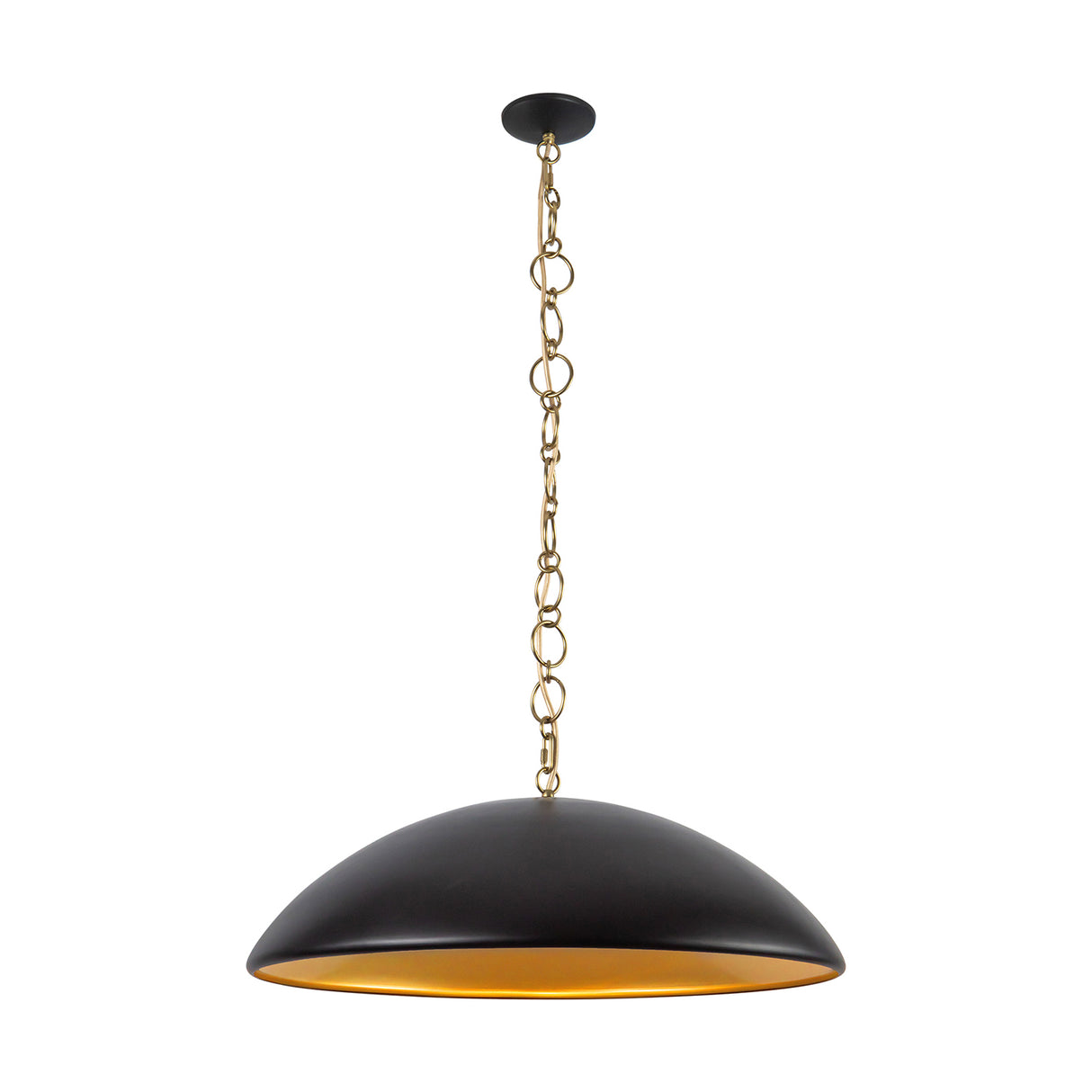 Charlie Pendant 28", Matte Black and Brushed Brass