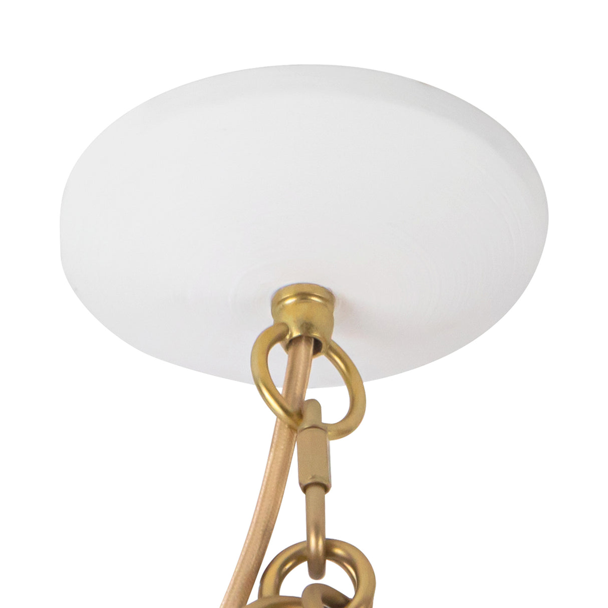Charlie Pendant 28", Matte White and Brushed Brass