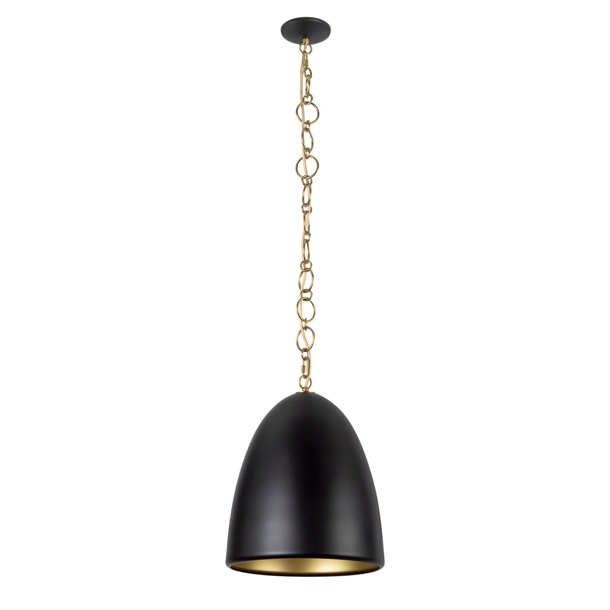 Charlie Pendant 14", Matte Black and Brushed Brass