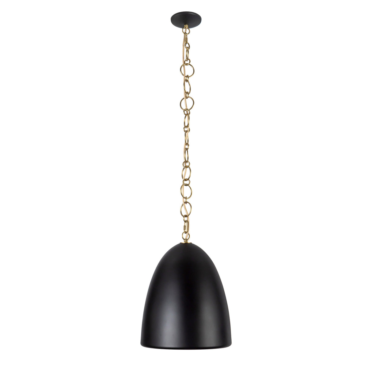 Charlie Pendant 14", Matte Black and Brushed Brass