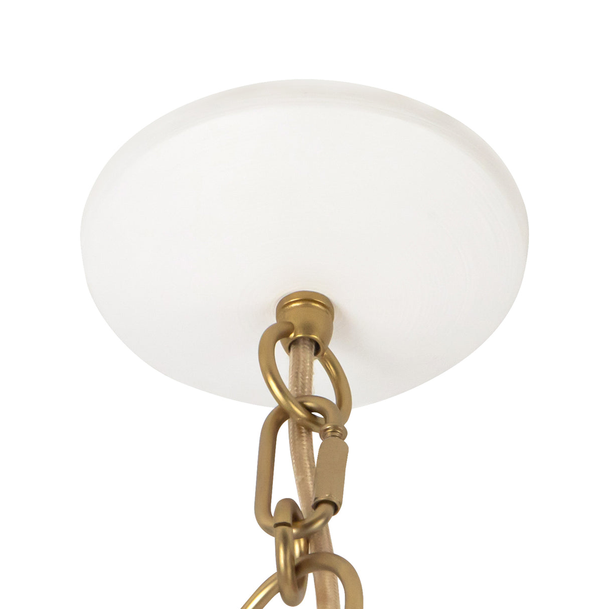 Charlie Pendant 14", Matte White and Brushed Brass