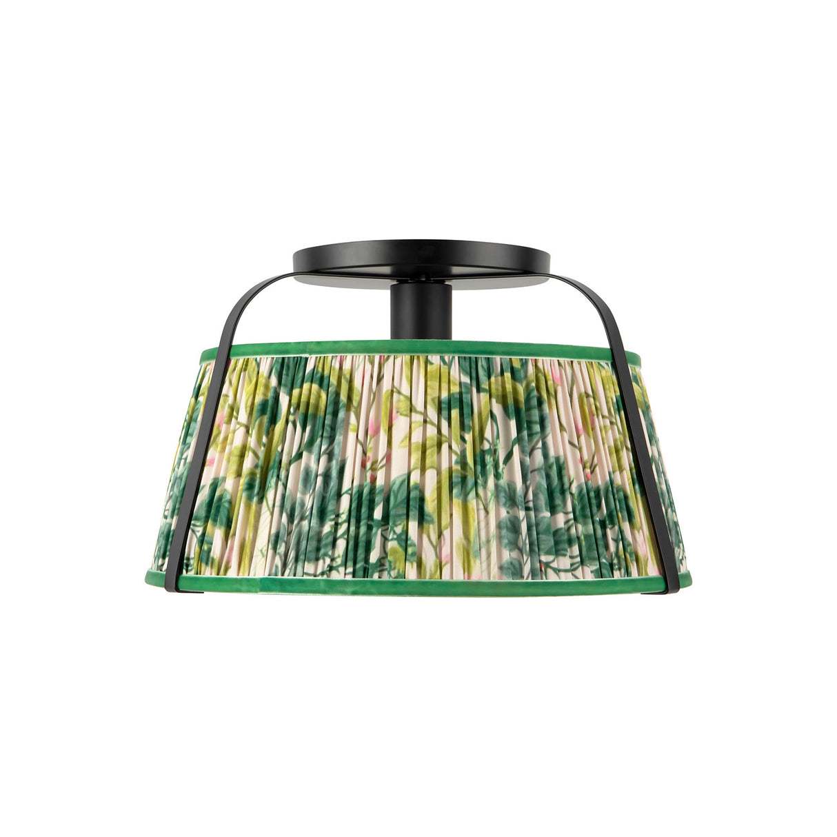 Daina Semi-Flush 13", Matte Black and Green Floral