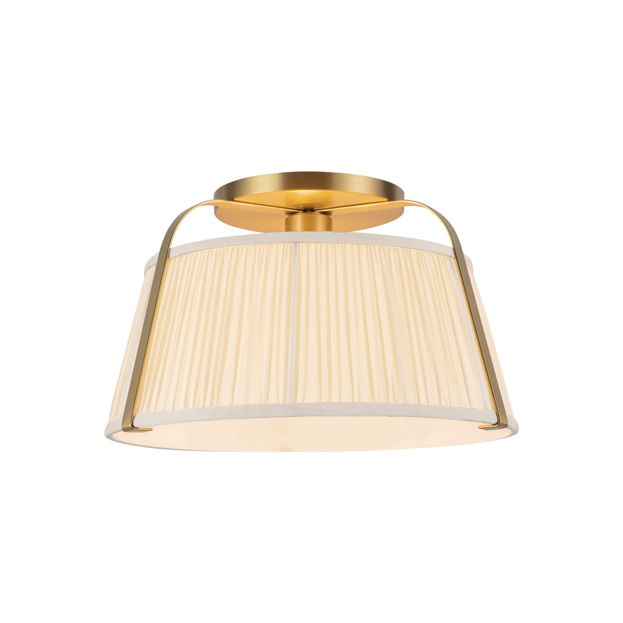 Daina Semi-Flush 13", Brushed Brass and White