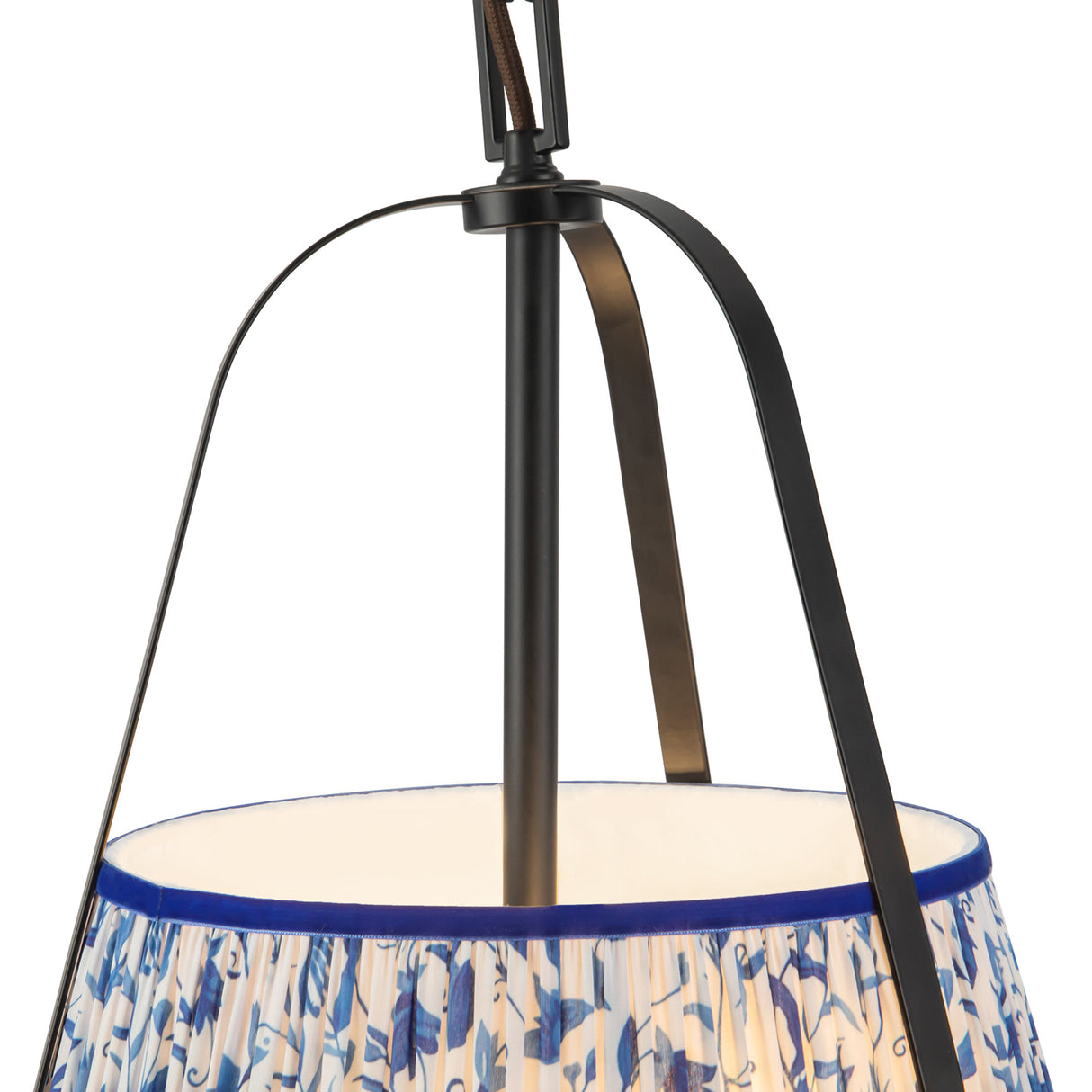 Daina Pendant 13", Matte Black and Blue Floral
