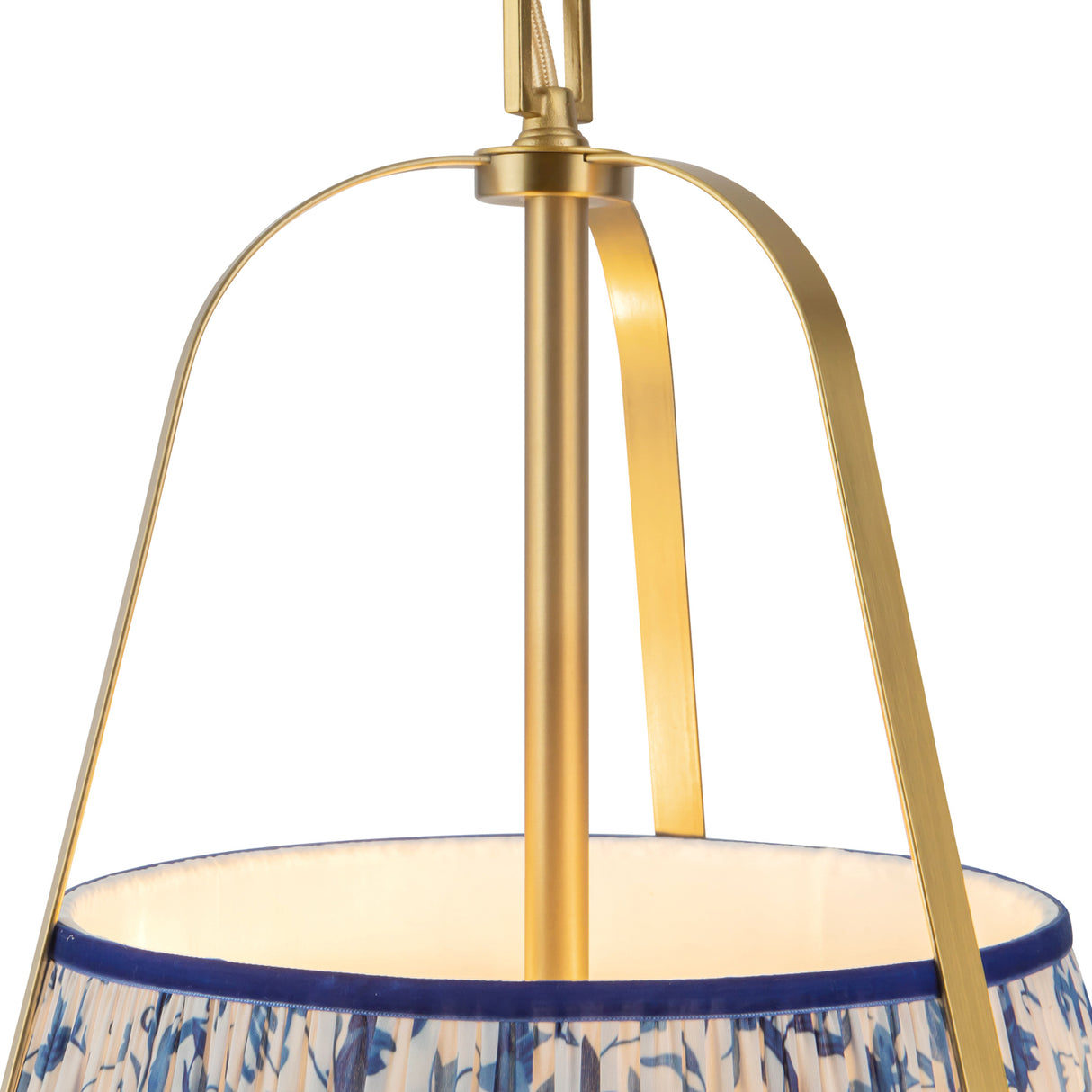Daina Pendant 13", Brushed Brass and Blue Floral