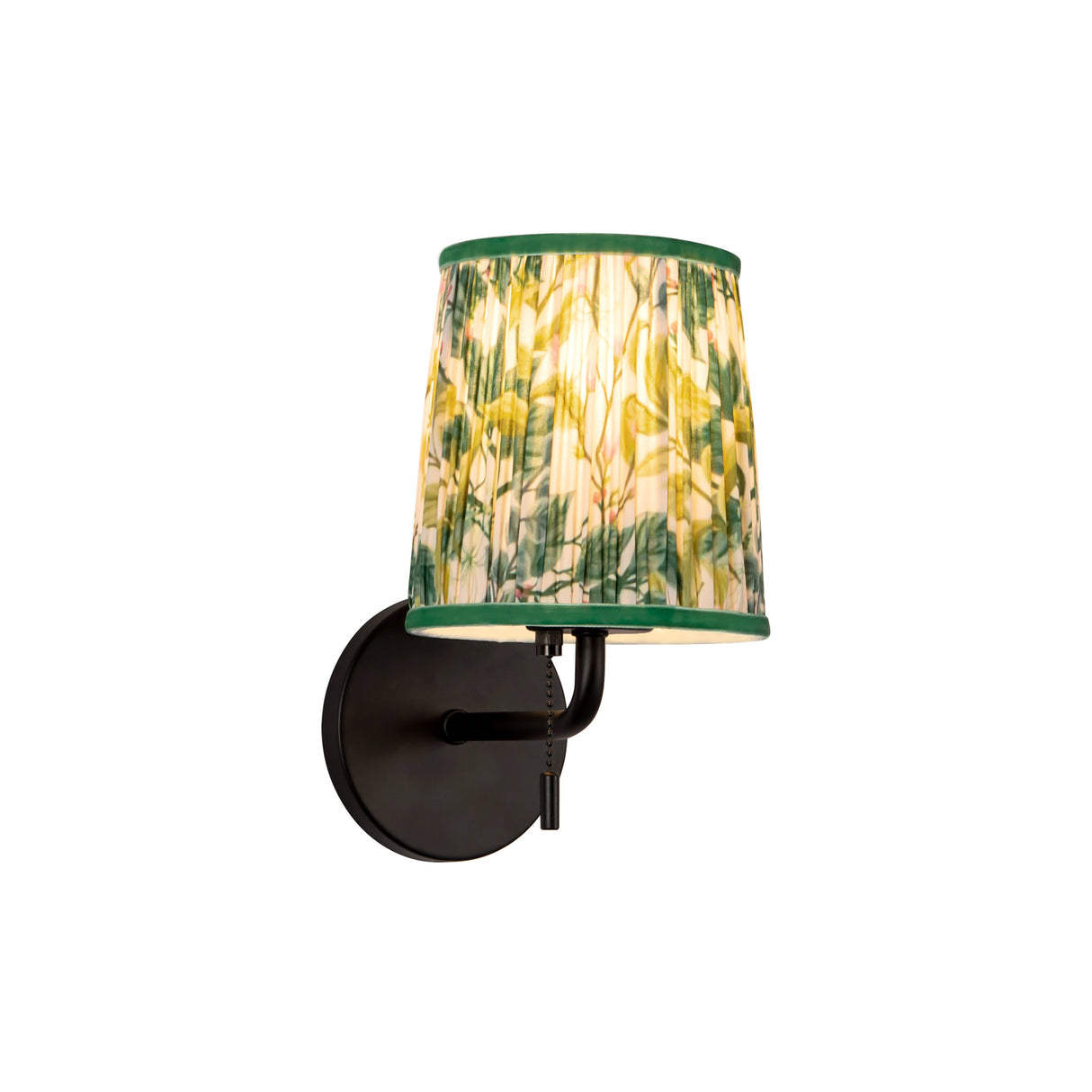 Daina Wall Sconce 10", Matte Black and Green Floral