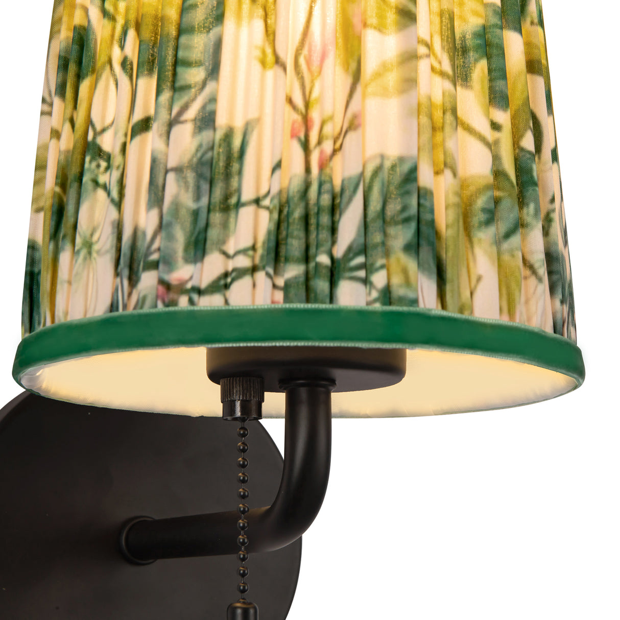 Daina Wall Sconce 10", Matte Black and Green Floral