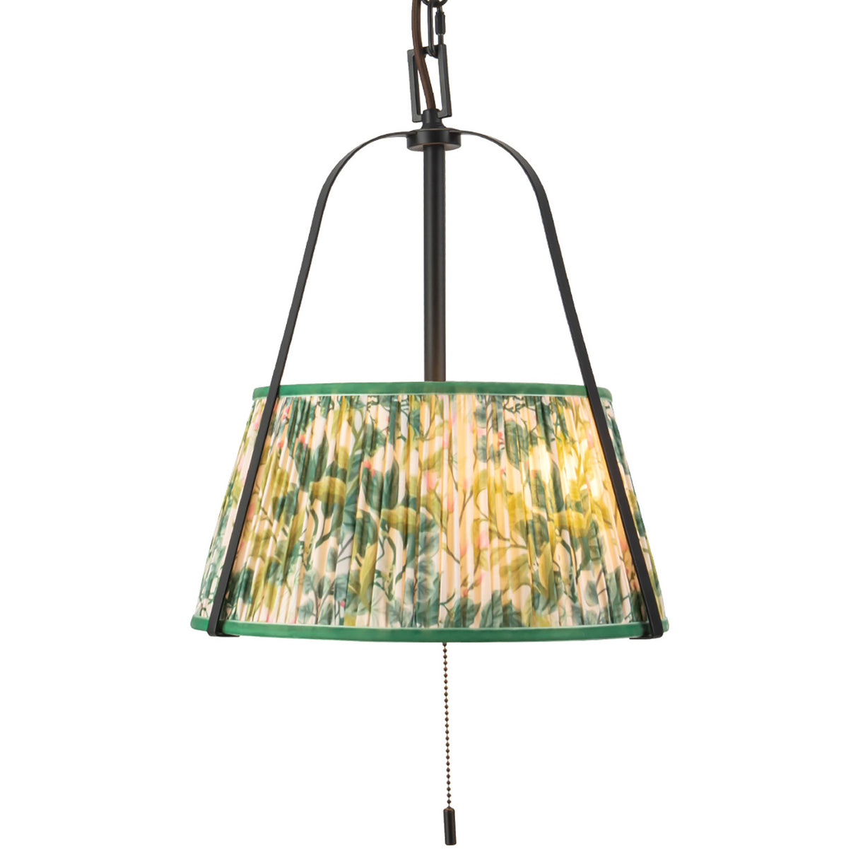 Daina Pendant 13", Matte Black and Green Floral