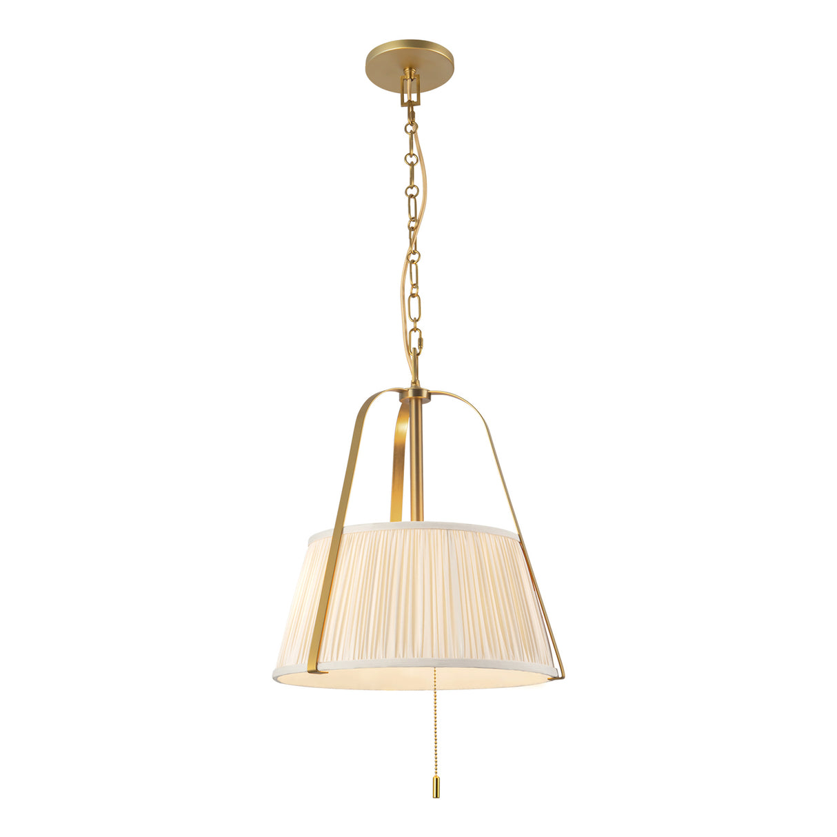 Daina Pendant 13", Brushed Brass and White
