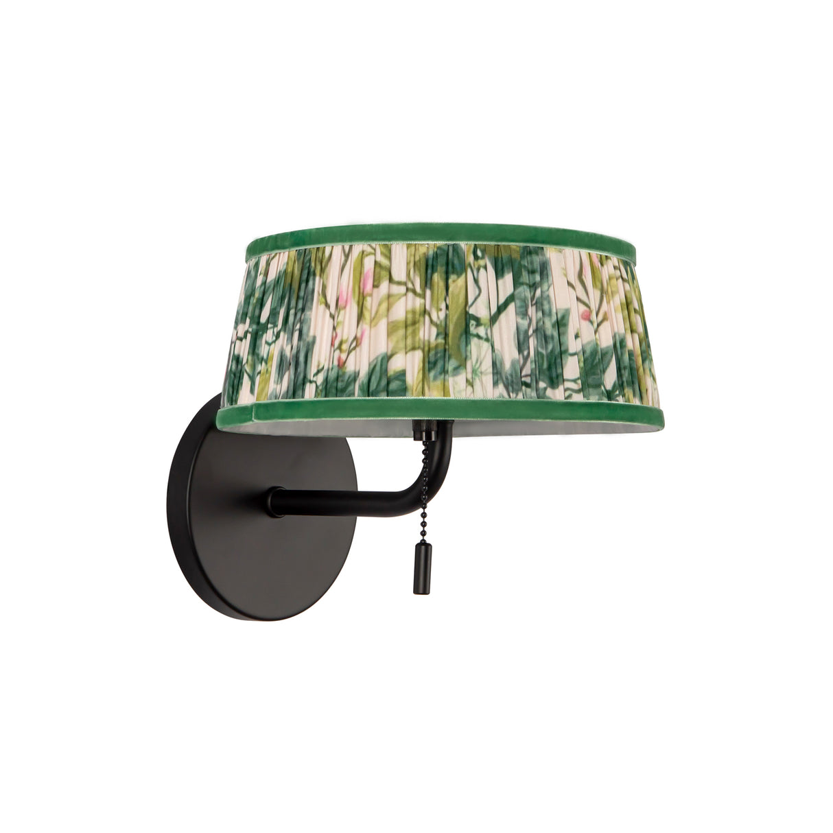 Daina Wall Sconce 7", Matte Black and Green Floral