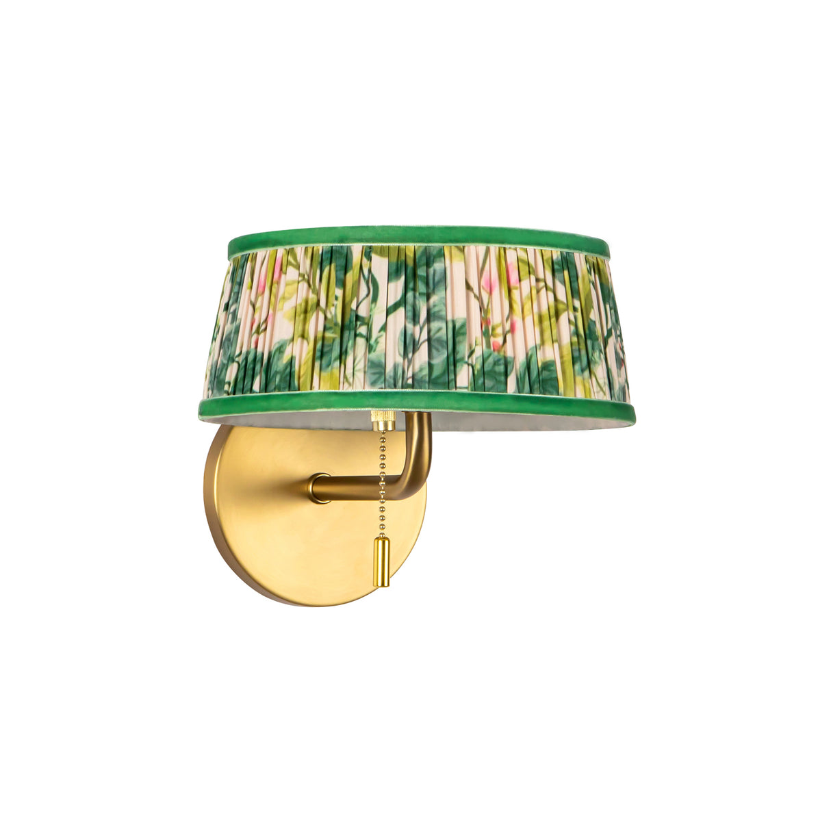 Daina Wall Sconce 7", Brushed Brass and Green Floral
