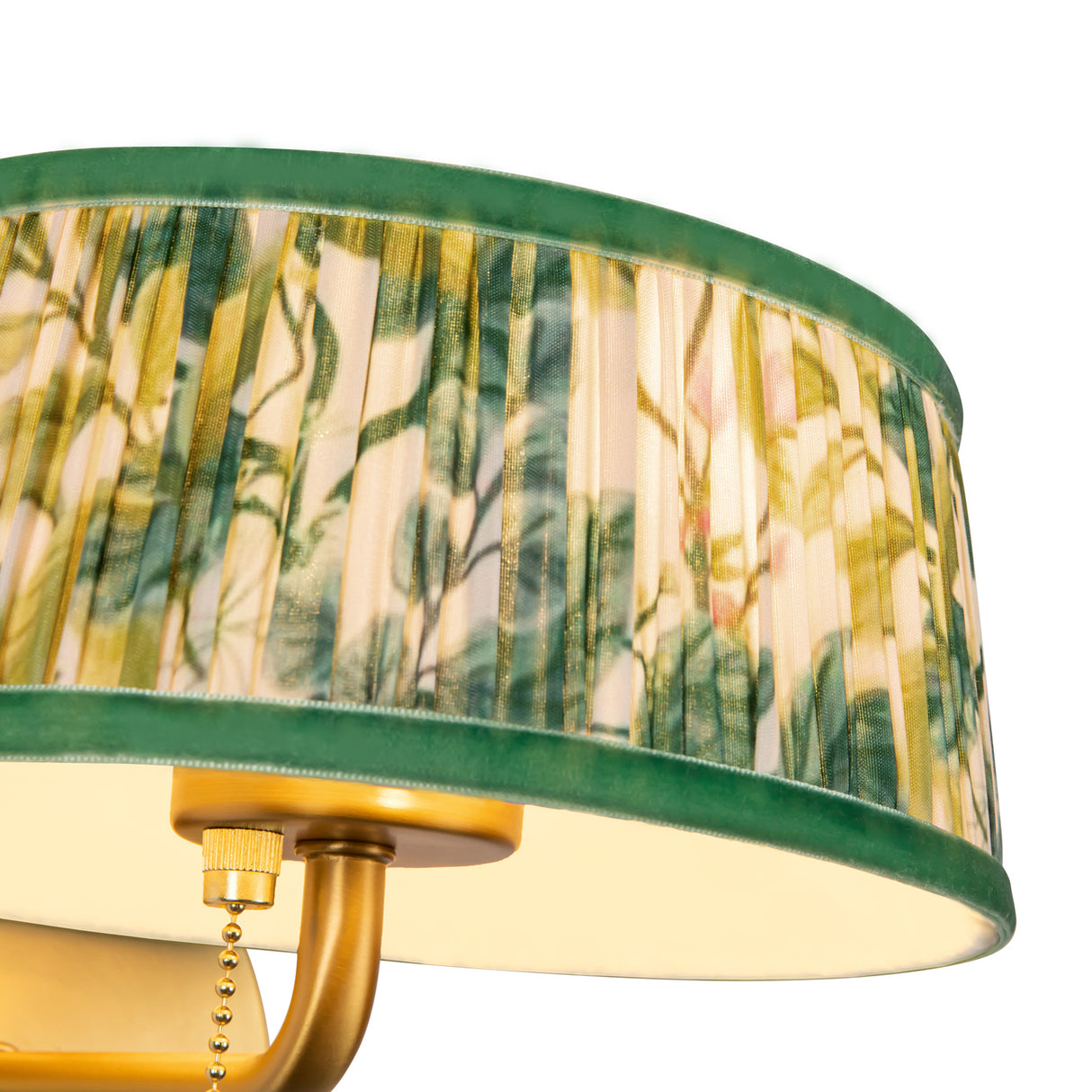 Daina Wall Sconce 7", Brushed Brass and Green Floral