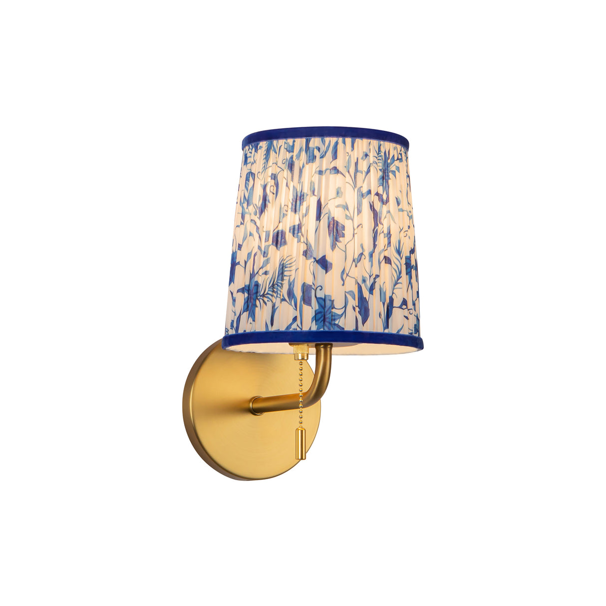 Daina Wall Sconce 10", Brushed Brass and Blue Floral