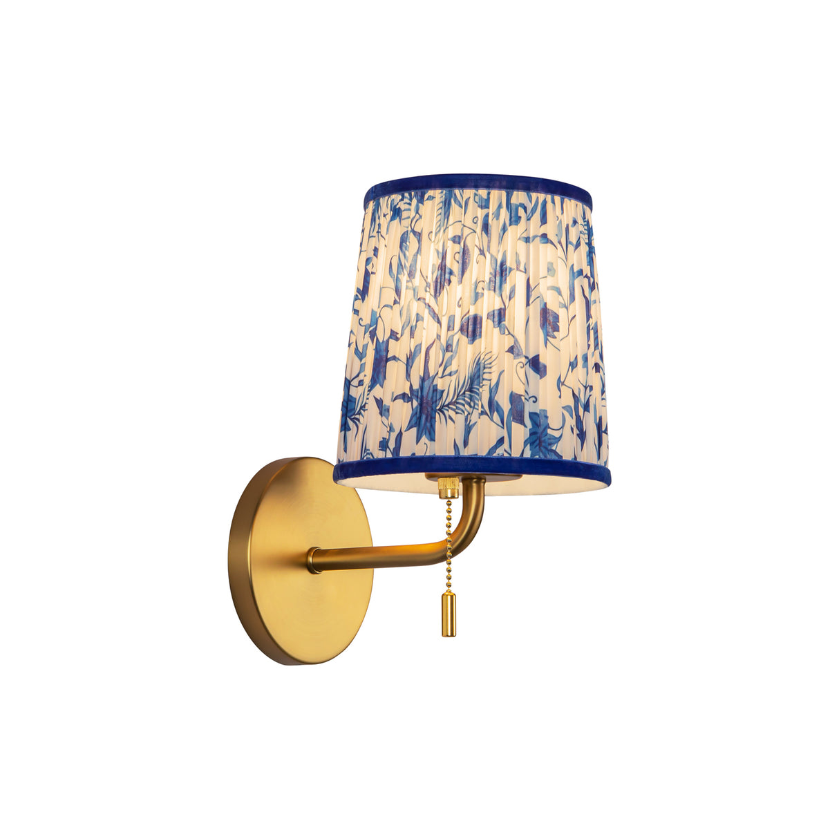 Daina Wall Sconce 10", Brushed Brass and Blue Floral