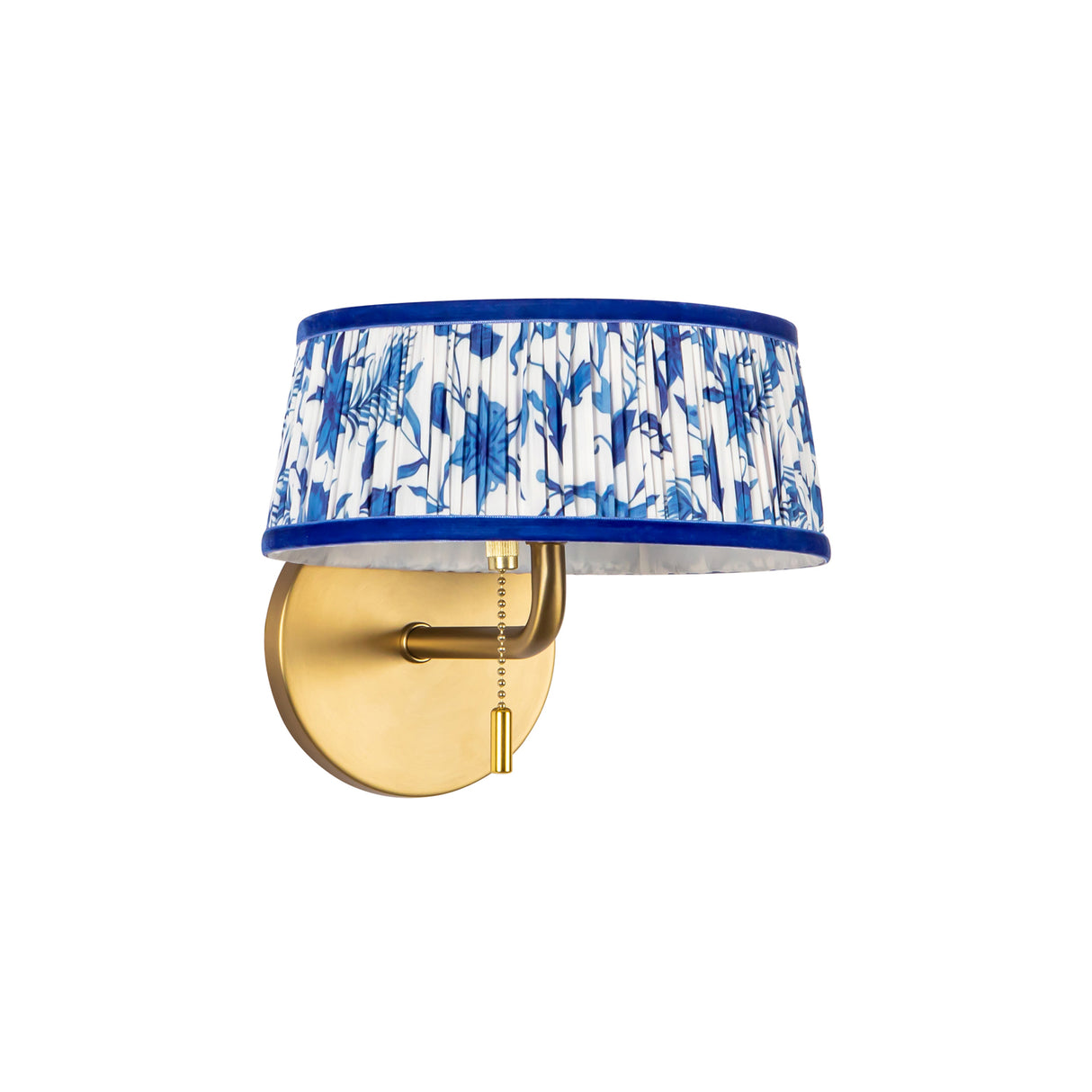 Daina Wall Sconce 7", Brushed Brass and Blue Floral