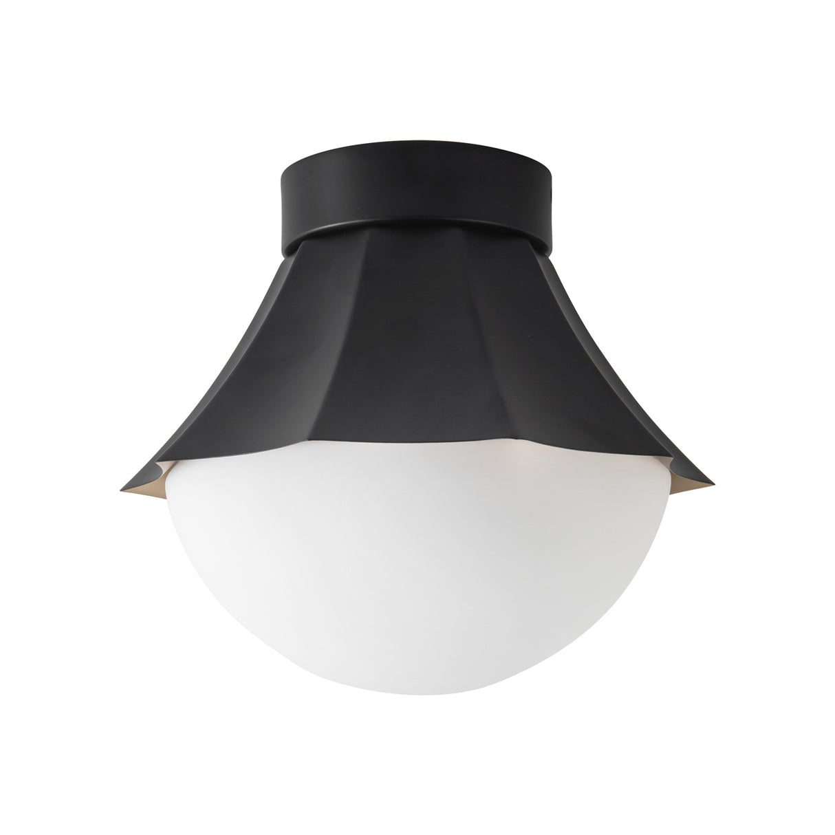 Brex Semi-Flush 12", Matte Black and Opal Glass