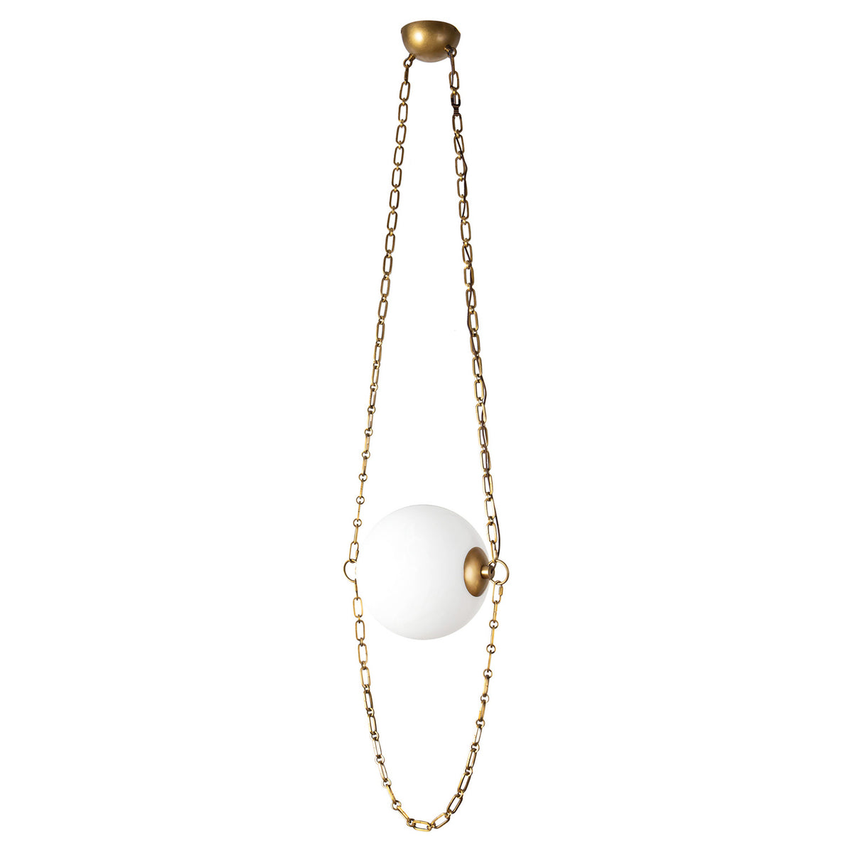Cariselle LED Pendant 14", Vintage Brass and Cloud Glass