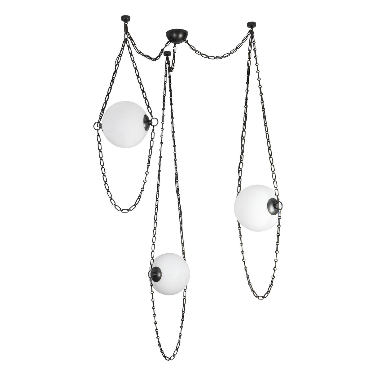 Cariselle LED 3 Light Swag Chandelier, Urban Bronze and Cloud Glass