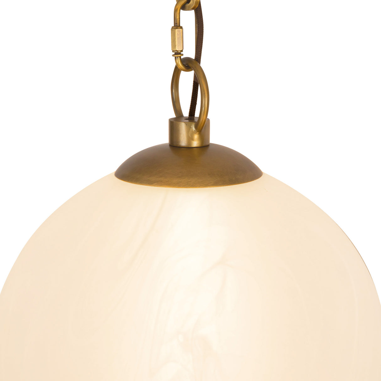 Cariselle LED 3 Light Swag Pendant, Vintage Brass and Cloud Glass