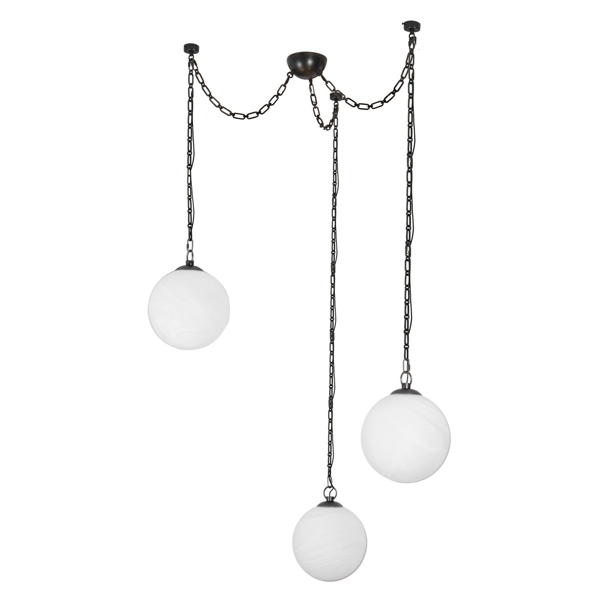 Cariselle LED 3 Light Swag Pendant, Urban Bronze and Cloud Glass