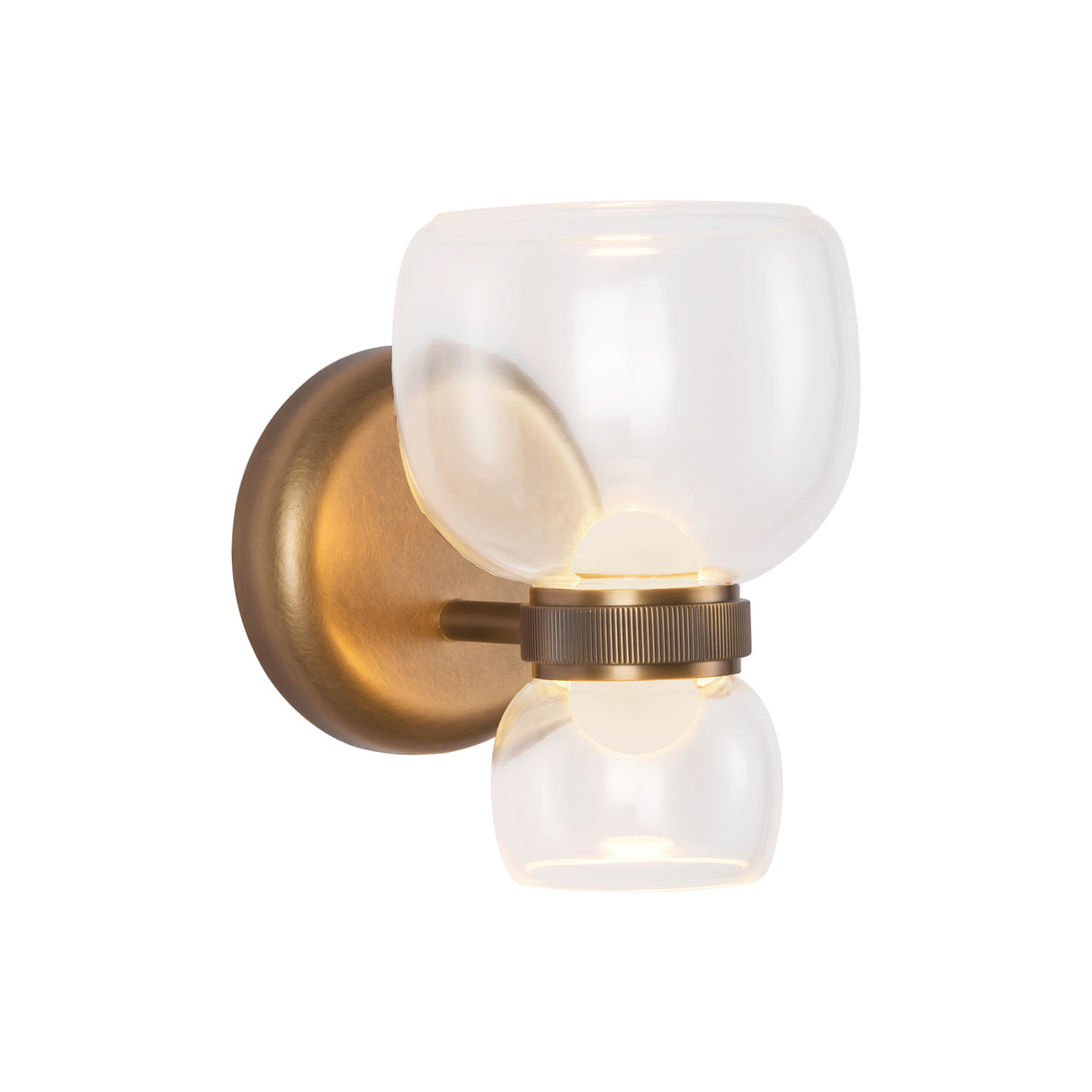 Brann LED Wall Sconce 8", Vintage Brass and Clear Glass