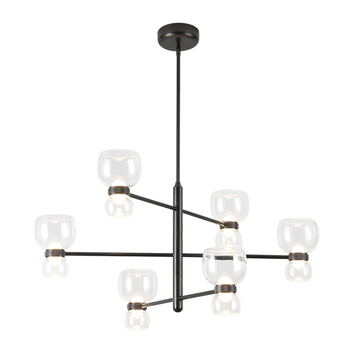 Brann LED Chandelier 36", Urban Bronze and Clear Glass